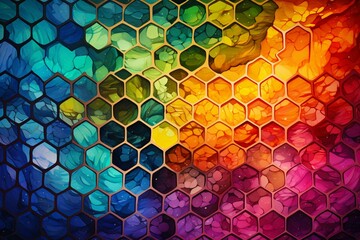 Colorful artwork of honeycomb. Generative AI