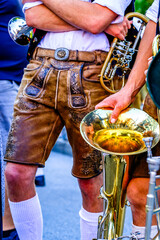 typical music instrument of a bavarian brass band - obrazy, fototapety, plakaty