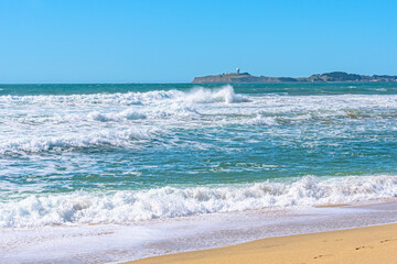 Beach and Landscape of Alcatraz in the Background