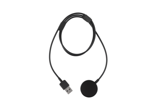 Charger for smart watches on a white background. Wireless charger close-up on a white background.