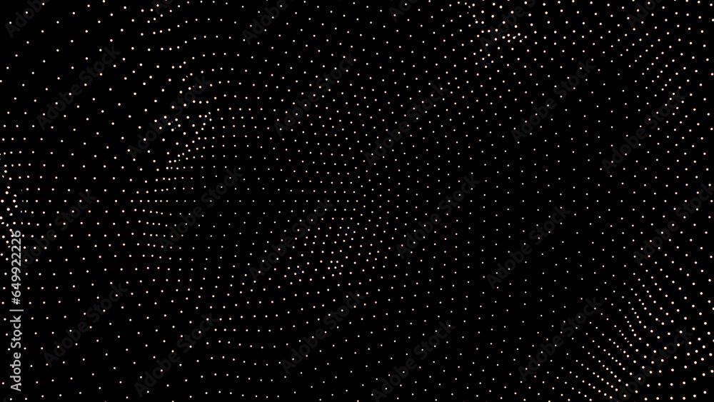 Poster Abstract wavy grid surface. Design. Technological background with dotted texture.