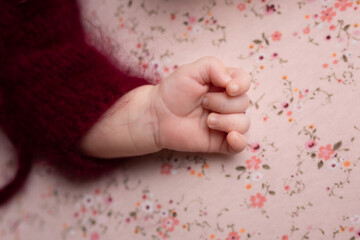 hand of a small child close-up. a little happiness.