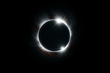 A glowing white circle eclipse on a black background. Generative AI