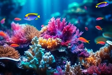Fototapeta na wymiar colourful coral reef underwater in the sea full of life and tropical fishes