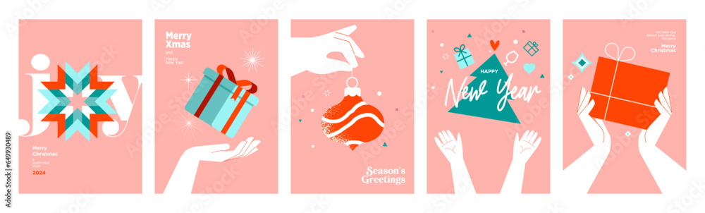 Canvas Prints set of christmas and new year greeting cards. vector illustration concepts for graphic and web desig