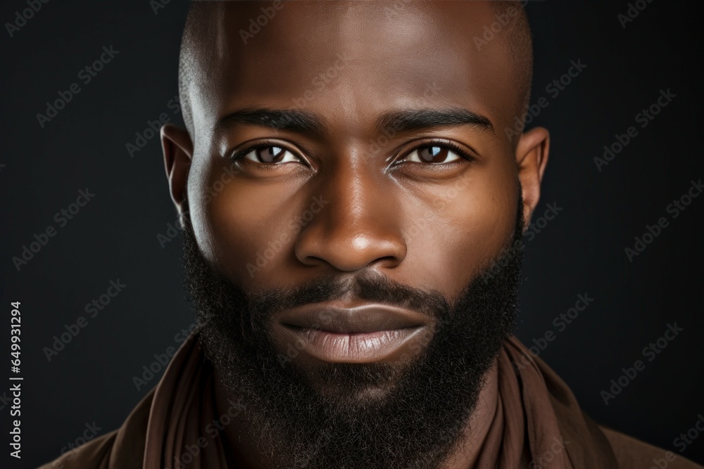 Poster A detailed close-up of a man with a beard. This versatile image can be used in various contexts.
