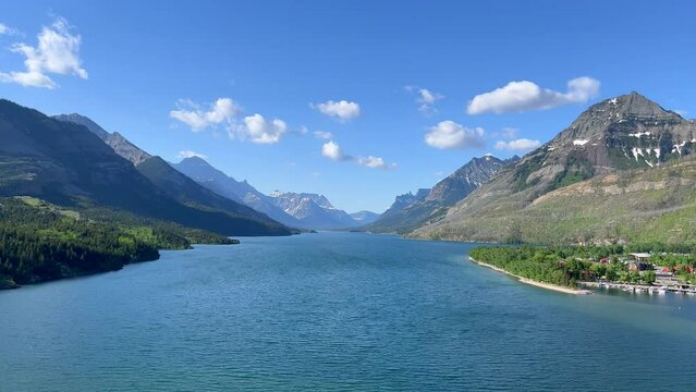 Waterton Lake view from the Prince of Wales Hotel at Waterton Lake National Park in Waterton Park, AB Canada.