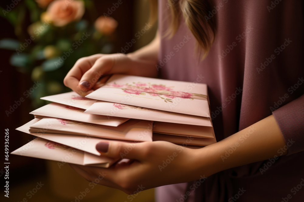 Poster a close-up of hands holding a stack of handwritten letters, symbolizing the emotional support exchan