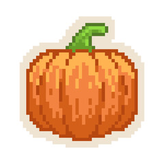 Pumpkin Pixel Icon Halloween Vector