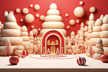 Christmas decoration, red 3d wallpaper.