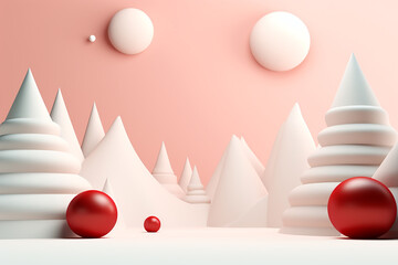 Pastel Christmas concept, 3d render wallpaper.