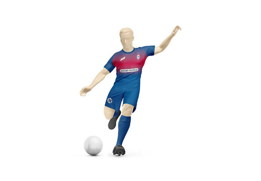 Men's Full Soccer Kit in Action Mockup - Crew Neck - Front View