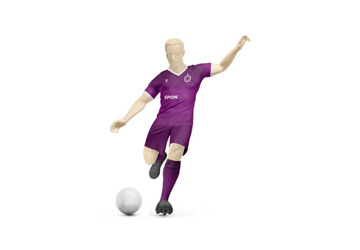 Men's Full Soccer Kit in Action Mockup - V Neck - Front View