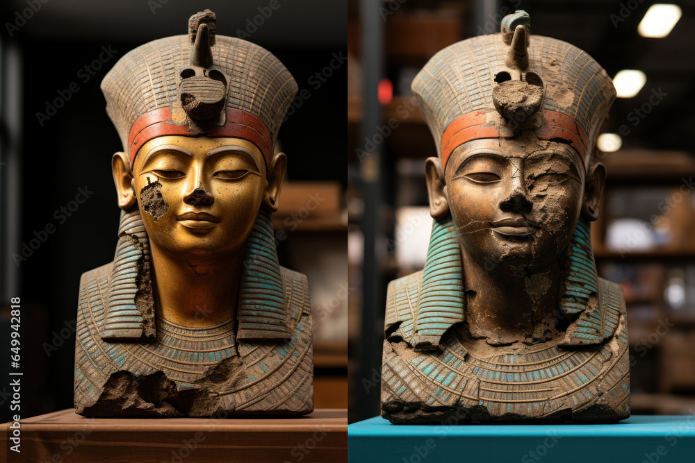 Poster restoration experts using 3d scanning technology to create replicas of ancient artifacts. generative