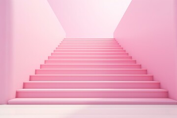 Pink stairs to white step with pink background, symbolizing success, exam preparation, and wealth. Generative AI - obrazy, fototapety, plakaty