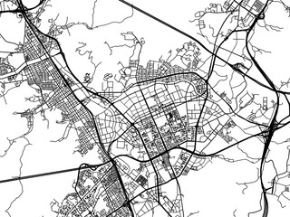 Vector road map of the city of  Anyang-si in the South Korea with black roads on a white background.