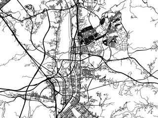 Obraz premium Vector road map of the city of Seongnam-si in the South Korea with black roads on a white background.