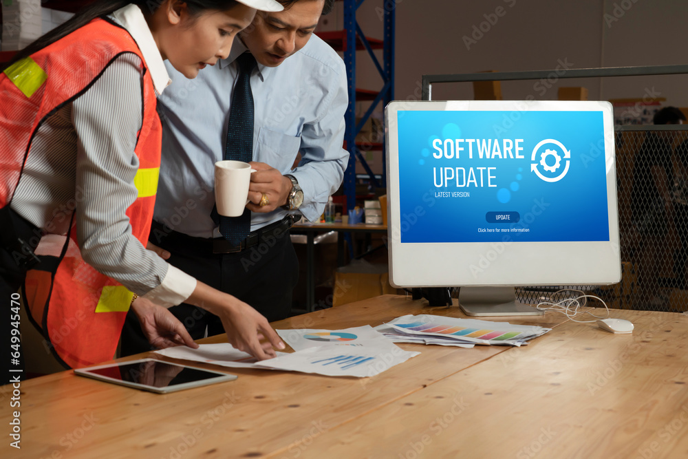 Poster software update on computer for modish version of device software upgrade