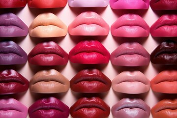 Long-lasting Different lips lipstick. Color matt. Generate Ai