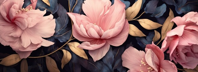 Luxurious flowers in the style of watercolor painting. Luxury floral elements, botanical background or wallpaper design, prints and invitations, cards