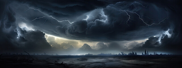 lightning in the night sky