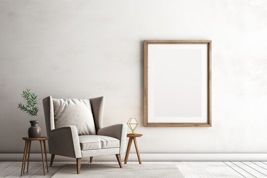 Frame mockup template for product display. Minimal design room for product display mockup. 3d illustration