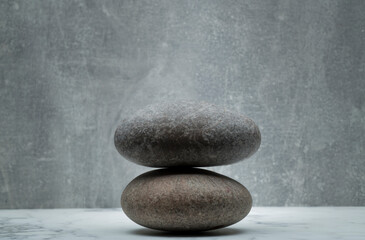 gray stones for the podium on a light gray background for product presentation