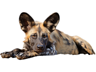 African Wild Dog Resting, Transparent Background