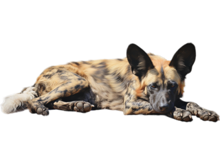 African Wild Dog Resting, Transparent Background