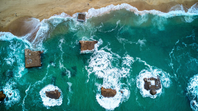 vue a&eacute;rienne des blockhaus de Capbreton sur la cote landaise