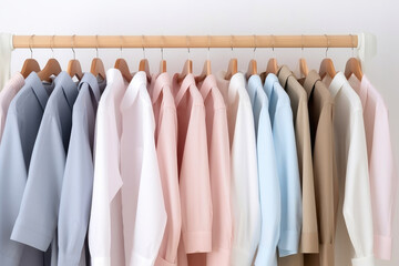 Neatly Hung Shirts on a Stylish Clothing Rack