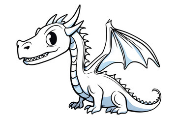 A cute fantasy dragon drawing, perfect for coloring books and kids’ illustrations.