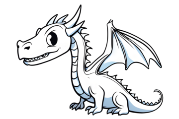A cute fantasy dragon drawing, perfect for coloring books and kids’ illustrations.