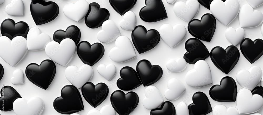 Poster valentine s day pattern for textiles and graphics with heart shapes in black and white