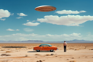 UFO encounter in New Mexico desert near Roswell in the 1950s