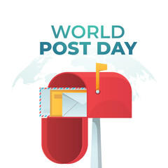 Naklejka premium World Post Day vector design template good for celebration usage. post box vector illustration. flat design. vector eps 10.