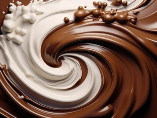 Abstract background of chocolate wave of coffee and milk pouring into each other	