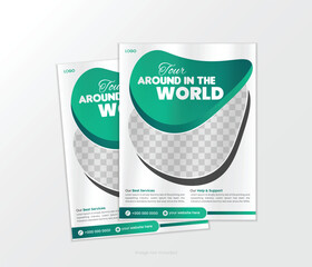 Travel poster or flyer design layout space for photo background. flyer template for travel agency