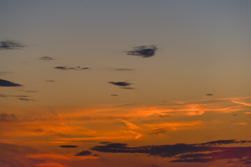 Summer evening sky just after sunset. Shallow depth of field.