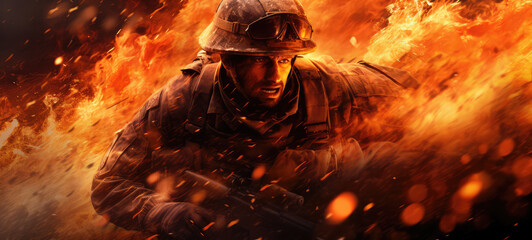 War background Army soldier fighting with guns