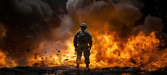 War background Army soldier fighting with guns