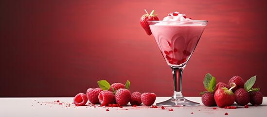 Valentine s Day cocktail featuring focused red fruit hearts