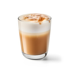 cup of cappuccino cortado latte isolated on white background
