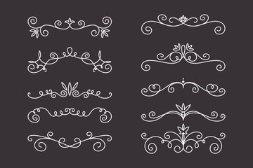 Vector Decorative Linear Dividers Set. Vintage Frame Design Elements, Filigree, Decorative Borders, Page Decorations, Dividers Isolated