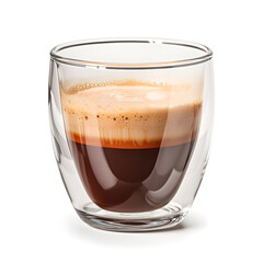 cup of coffee ristretto in the glass cup isolated on white background