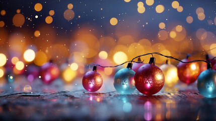 Festive Glow: Defocused Christmas Lights and Decorations