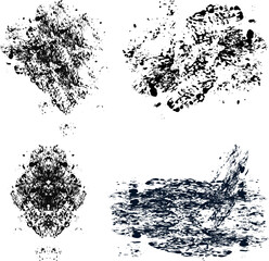 Black paint splashes on a white isolated background