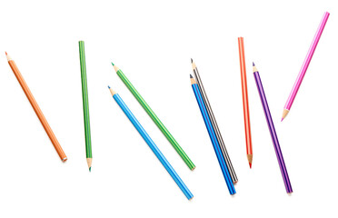 Group of colorful pencils on white background