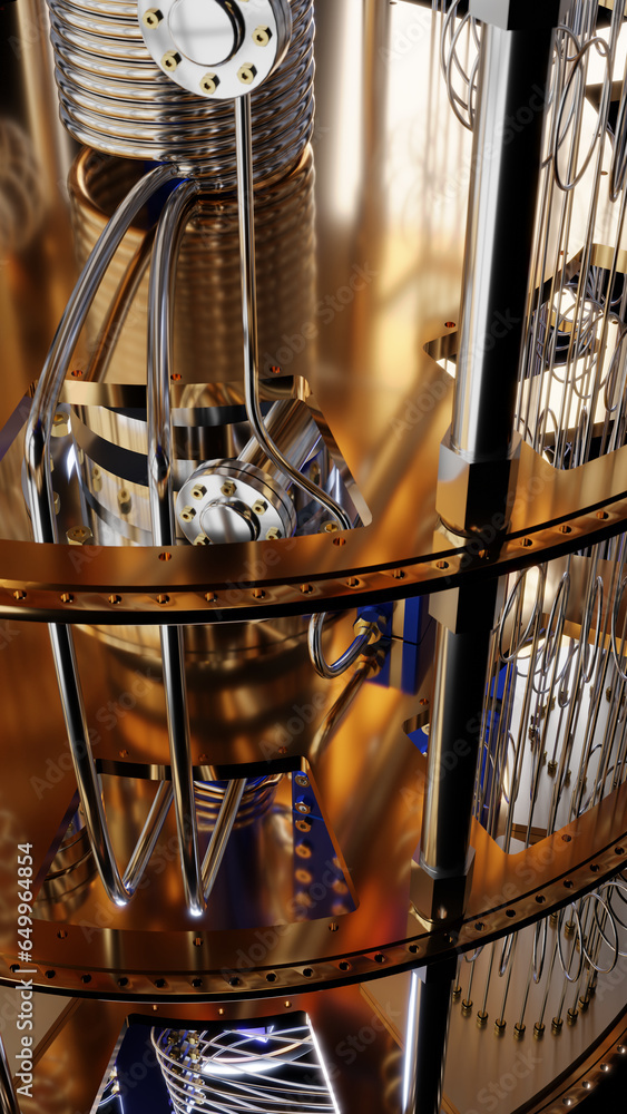 Aufkleber 3d render of a quantum computer, close up view showing detail.