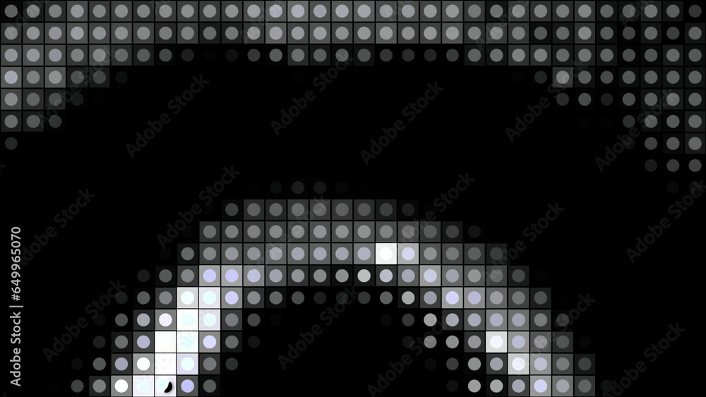Poster pixelated pattern with arcuate fluctuating shapes. motion. screen of tiles with pattern.
